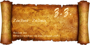 Zacher Zelma névjegykártya